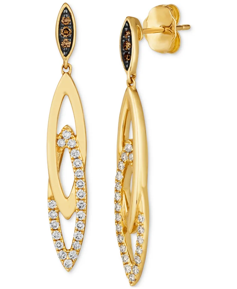 Le Vian Nude Diamond & Chocolate Diamond Navette Drop Earrings (1/3 ct. t.w.) in 14k Gold