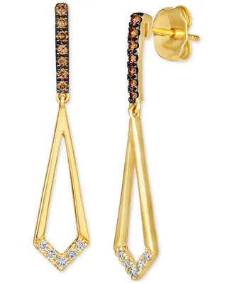 Le Vian Chocolate Diamond & Nude Diamond Open Drop Earrings (1/5 ct. t.w.) in 14k Gold