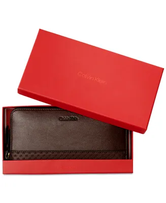 Calvin Klein Moon Embossed Signature Boxed Wallet with Wristlet Strap