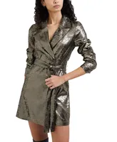 French Connection Women's Metallic Long-Sleeve Wrap Dress