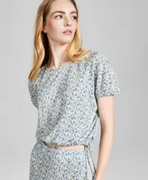 And Now This Women's Floral Print Plisse Top, Created for Macy's