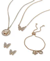 Dkny Gold-Tone Crystal Pave Double Butterfly Pendant Necklace, 16" + 3" extender