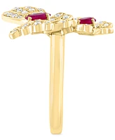 Effy Ruby (1/2 ct. t.w.) & Diamond (1/2 ct. t.w.) Butterfly Ring in 14k Gold