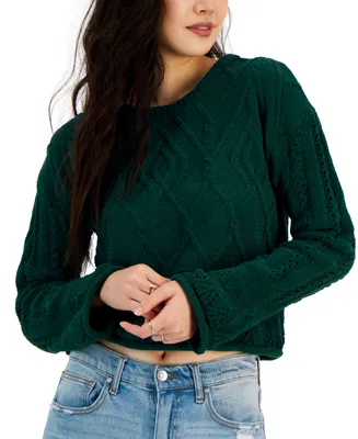 Planet Heart Juniors' Chenille Cropped Sweater