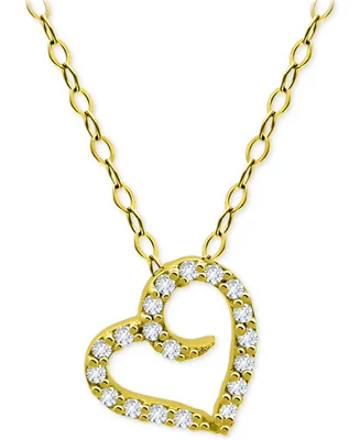 Giani Bernini Cubic Zirconia Open Heart Pendant Necklace, 16" + 2" extender, Created for Macy's