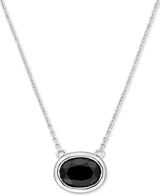 Black Diamond Oval Bezel 17" Pendant Necklace (2 ct. t.w.) in 14k White Gold