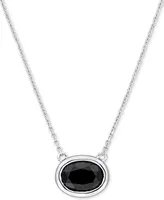 Black Diamond Oval Bezel 17" Pendant Necklace (2 ct. t.w.) in 14k White Gold