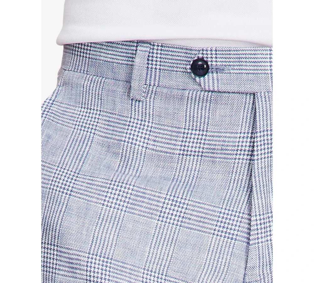 Tommy Hilfiger Men's Modern-Fit Blue Plaid Linen Suit Separate Pants