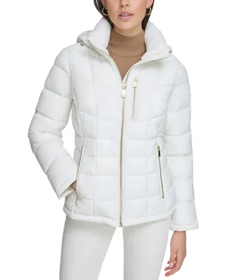 Calvin Klein Women's Faux-Fur-Trim Hooded Puffer Coat, Created for Macy's