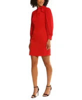 Maggy London Women's Bubble-Crepe Blouson-Sleeve Mini Dress