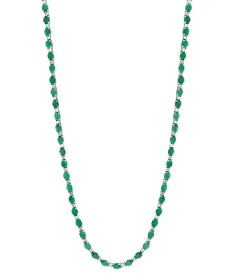Emerald (22-3/8 ct. t.w.) & Diamond (1/5 ct. t.w.) Link 18" Collar Necklace in Sterling Silver