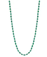 Emerald (22-3/8 ct. t.w.) & Diamond (1/5 ct. t.w.) Link 18" Collar Necklace in Sterling Silver