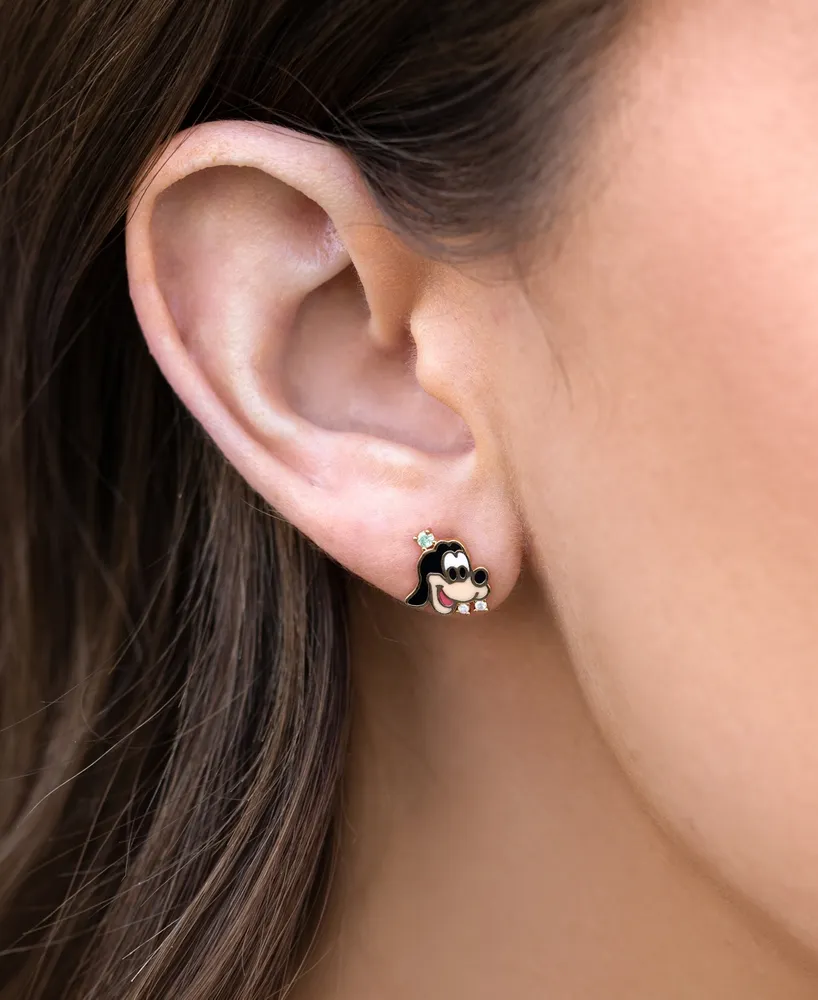 Girls Crew 18k Gold-Plated Color Crystal Goofy Stud Earrings