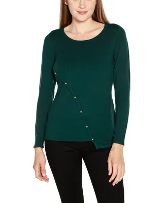 Belldini Women's Asymmetrical Crossover-Front Sweater