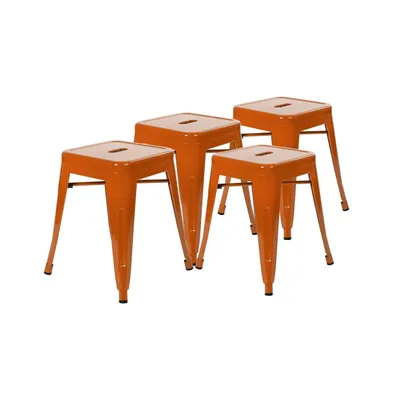 Merrick Lane Set Of 4 Sloane 18" High Backless Stacking Dining Stools With Durable Metal Frame