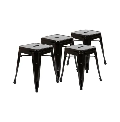 Merrick Lane Set Of 4 Sloane 18" High Backless Stacking Dining Stools With Durable Metal Frame