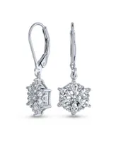 Bling Jewelry Marquise Cubic Zirconia Frozen Winter Holiday Party Cz Snowflake Lever back Dangle Drop Earrings For Women Sterling Silver