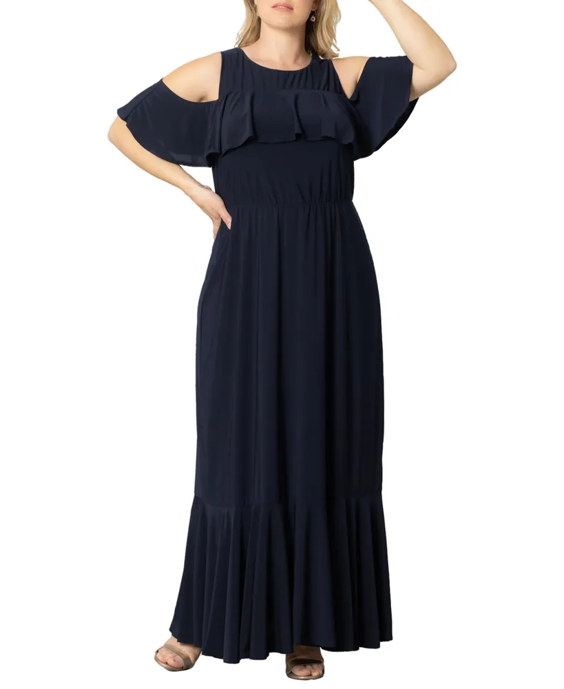 Kiyonna Plus Piper Cold Shoulder Maxi Dress