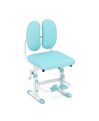 Costway Height-Adjustable Kids Desk Chair with Double Back Support & Rotatable Footrests