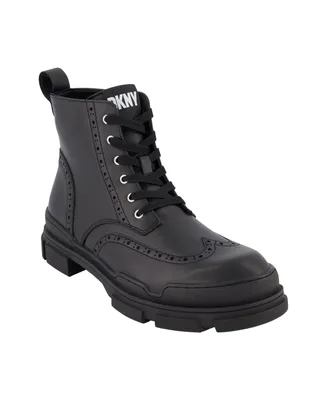 Dkny Men's Perforated Rubber Lug Sole Wingtip Boots