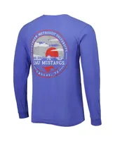 Men's Royal Smu Mustangs Circle Campus Scene Long Sleeve T-shirt