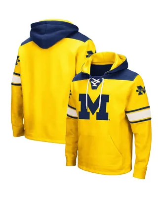 Men's Colosseum Maize Michigan Wolverines 2.0 Lace-Up Pullover Hoodie