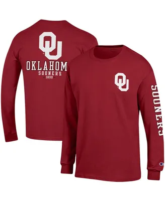 Men's Champion Crimson Oklahoma Sooners Team Stack Long Sleeve T-shirt