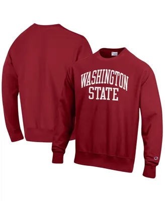 Men's Champion Crimson Washington State Cougars Arch Reverse Weave Pullover Sweatshirt