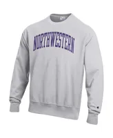 Men's Champion Heathered Gray Northwestern Wildcats Arch Reverse Weave Pullover Sweatshirt