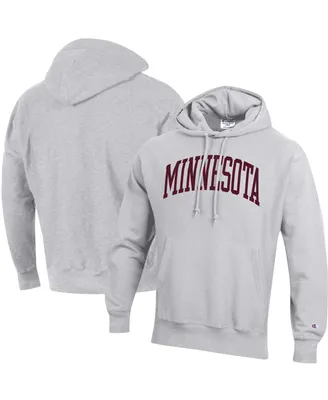 Men's Champion Heathered Gray Minnesota Golden Gophers Team Arch Reverse Weave Pullover Hoodie