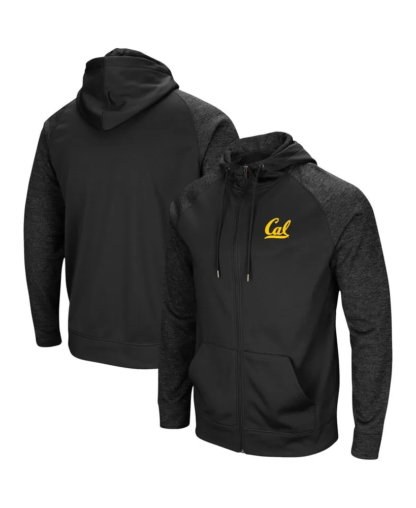 Men's Colosseum Black Cal Bears Blackout 3.0 Tonal Raglan Full-Zip Hoodie