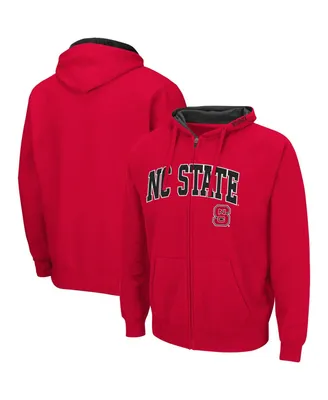 Men's Colosseum Red Nc State Wolfpack Arch & Logo 3.0 Full-Zip Hoodie