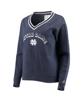 Women's League Collegiate Wear Heathered Navy Notre Dame Fighting Irish Victory Springs V-Neck Pullover Sweatshirt