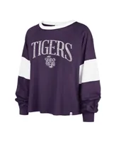 Women's '47 Brand Purple Distressed Lsu Tigers Upside Rhea Raglan Long Sleeve T-shirt