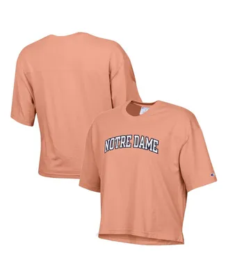 Women's Champion Orange Distressed Notre Dame Fighting Irish Vintage-Like Wash Boxy Crop T-shirt