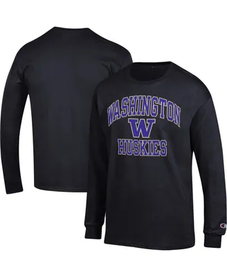 Men's Champion Black Washington Huskies High Motor Long Sleeve T-shirt