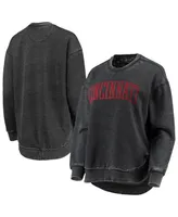 Women's Pressbox Black Distressed Cincinnati Bearcats Vintage-Like Wash Pullover Sweatshirt