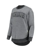 Women's Pressbox Black Distressed Purdue Boilermakers Ponchoville Pullover Sweatshirt