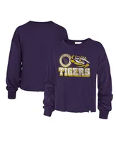 Women's '47 Brand Purple Distressed Lsu Tigers Bottom Line Parkway Long Sleeve T-shirt