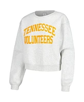 Women's ZooZatz Oatmeal Tennessee Volunteers Core Chenille Cropped Pullover Sweatshirt