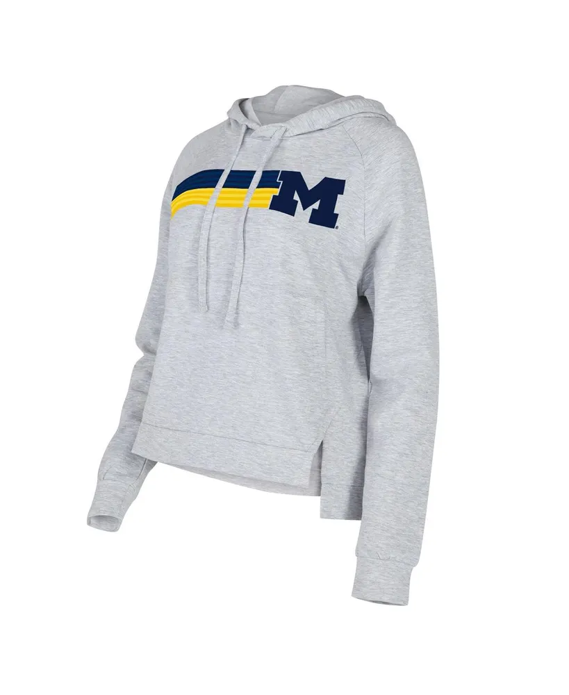 Women's Concepts Sport Gray Michigan Wolverines Cedar Tri-Blend Raglan Pullover Hoodie