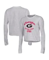 Women's Champion Gray Georgia Bulldogs Boyfriend Cropped Long Sleeve T-shirt