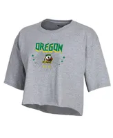 Women's Champion Gray Oregon Ducks Boyfriend Cropped T-shirt