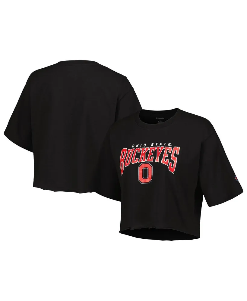 Women's Champion Heather Charcoal Ohio State Buckeyes Boyfriend Cropped T-shirt