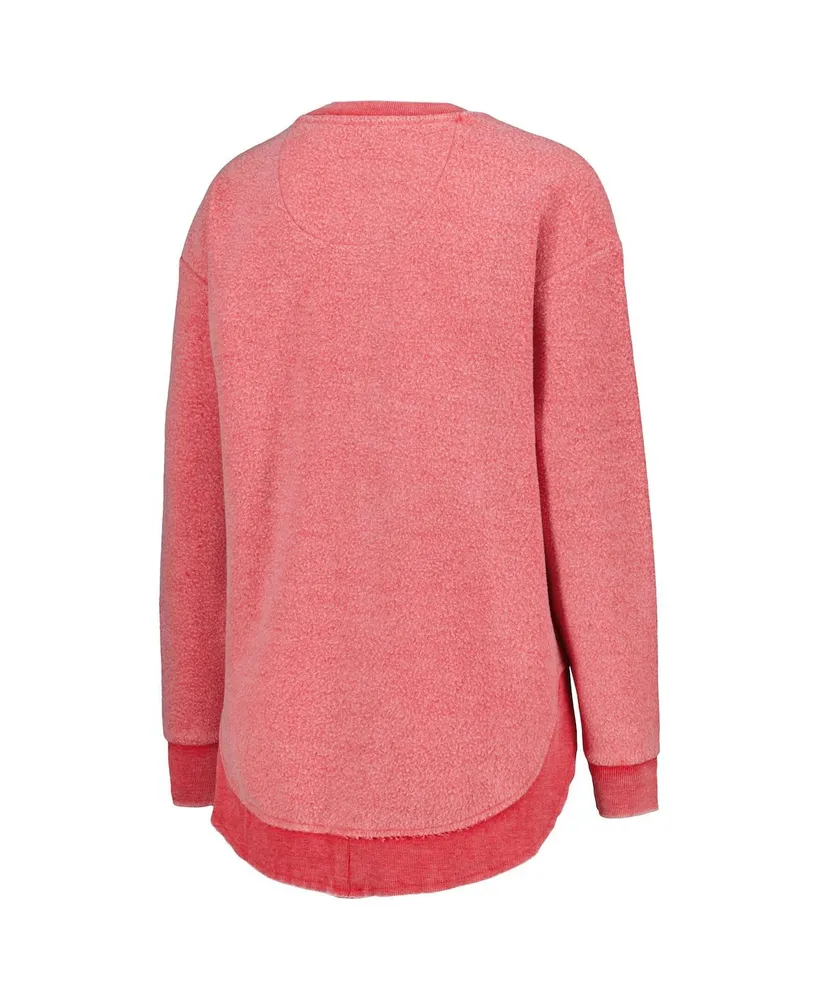 Women's Pressbox Scarlet Distressed Ohio State Buckeyes Ponchoville Pullover Sweatshirt