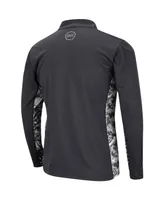 Men's Colosseum Charcoal Byu Cougars Oht Military-Inspired Appreciation Digital Camo Lightweight Quarter-Zip Pullover Sweatshirt