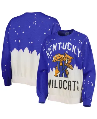 Women's Gameday Couture Royal Distressed Kentucky Wildcats Twice As Nice Faded Dip-Dye Pullover Long Sleeve Top