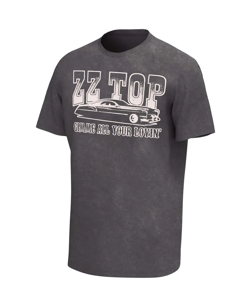 Men's Charcoal Distressed Zz Top Gimme All Your Lovin' Washed Graphic T-shirt