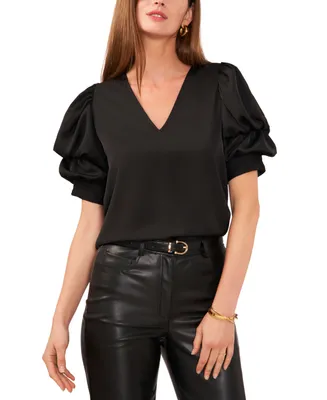 1.state Women's Tiered Bubble-Sleeve V-Neck Blouse