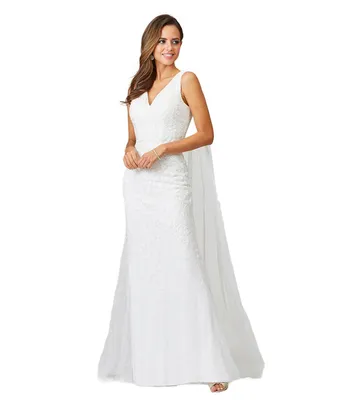 Women's Lace Mermaid Bridal Gown With Removable Cape